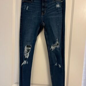 Old Navy Dark Blue Distressed Skinny Jeans